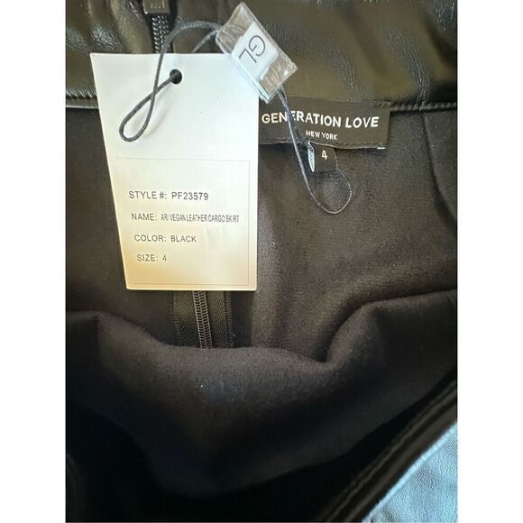 Generation Love Ari Vegan Leather Cargo with Rhinestone Buttons Skirt Black Size - Picture 6 of 9